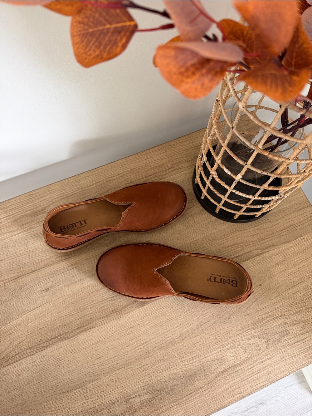 Born Naya Brown Leather Slip-On Mules